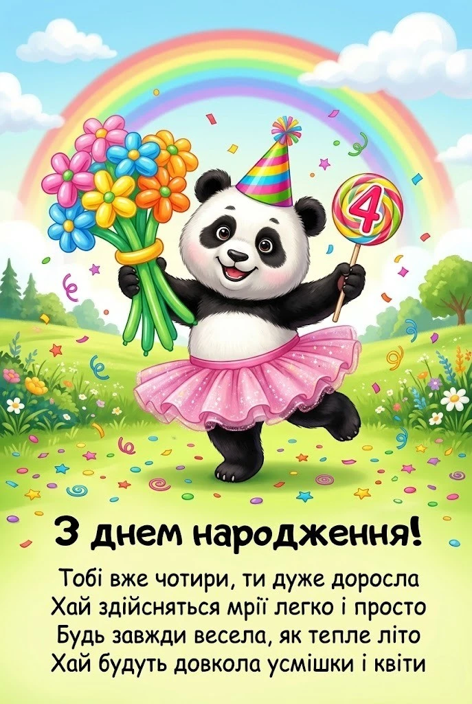Найкращі вітання з днем народження дівчинці на 4 роки