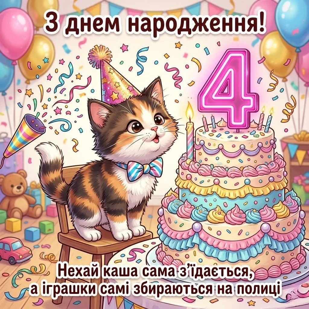 Найкращі вітання з днем народження дівчинці на 4 роки