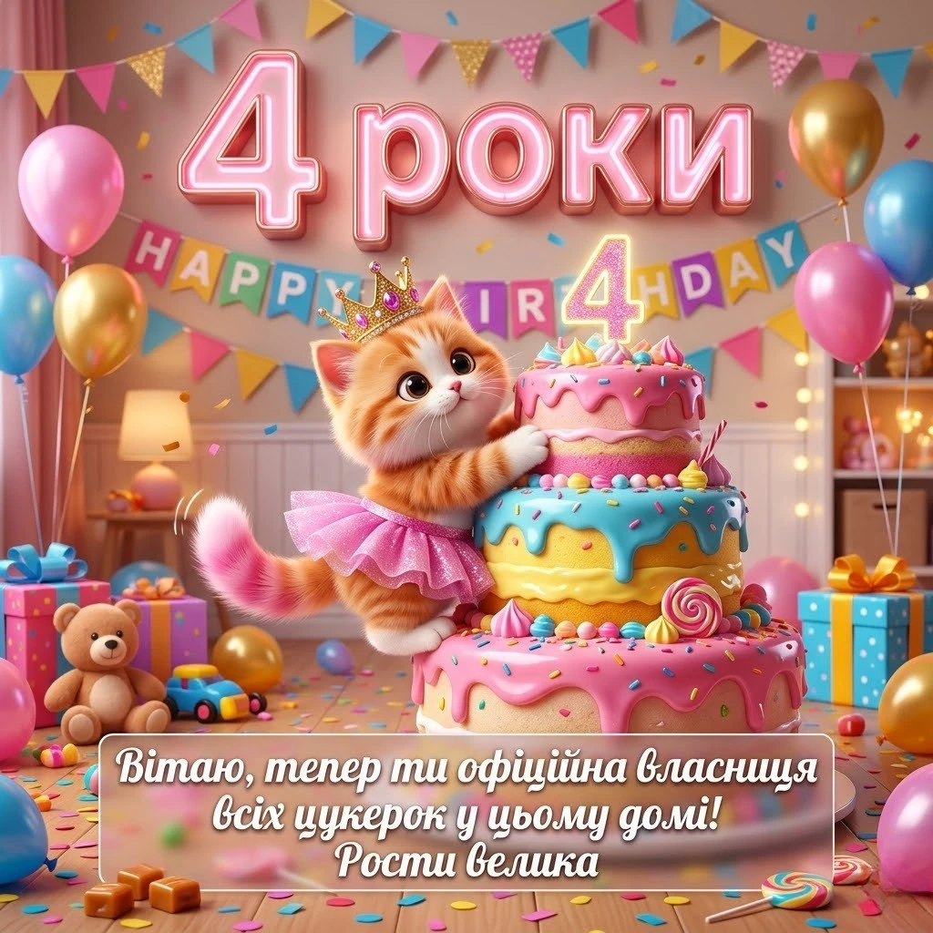 Привітання з днем народження принцеса 4 роки