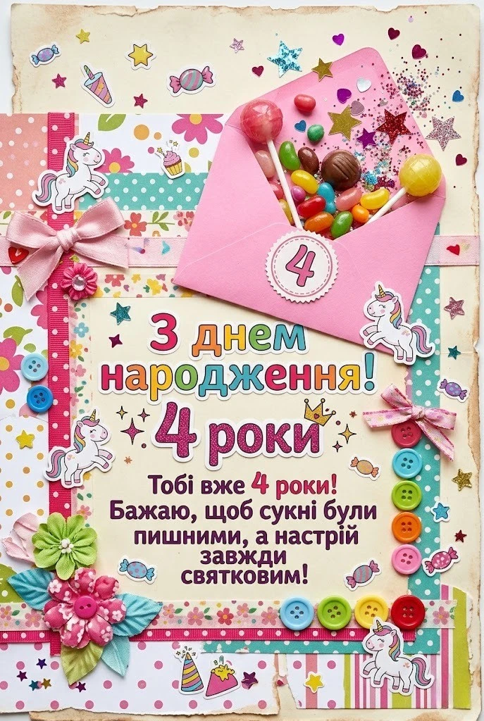 Привітання з днем народження принцеса 4 роки