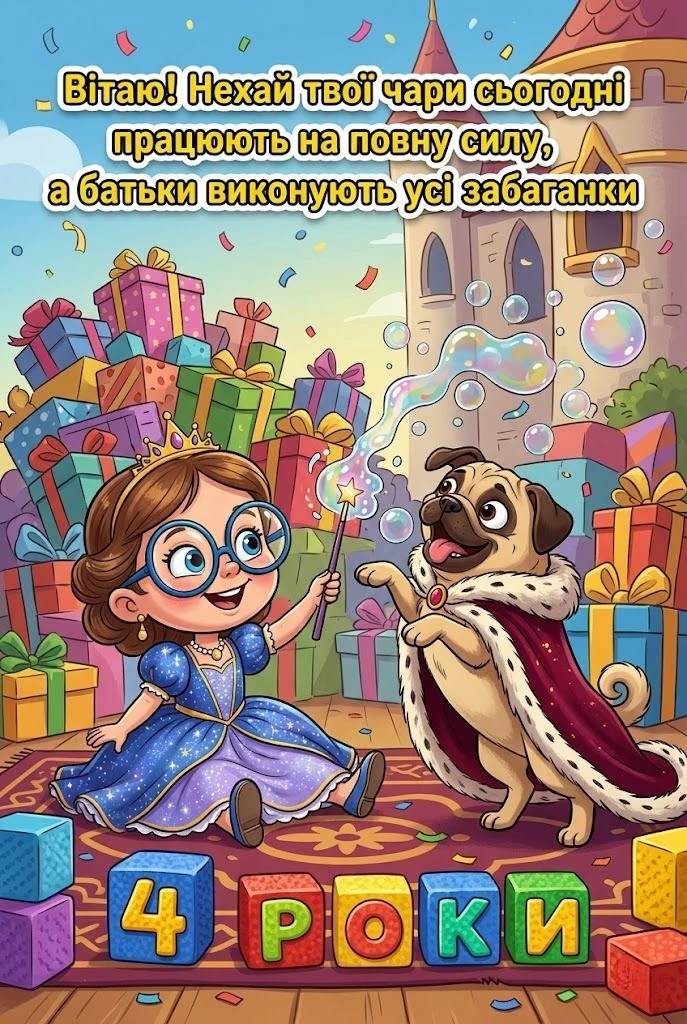 Привітання з днем народження принцеса 4 роки