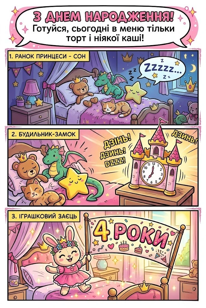 Привітання з днем народження принцеса 4 роки