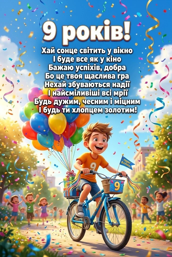 Привітання з 9-річчям для хлопчика: від друзів, батьків та рідних