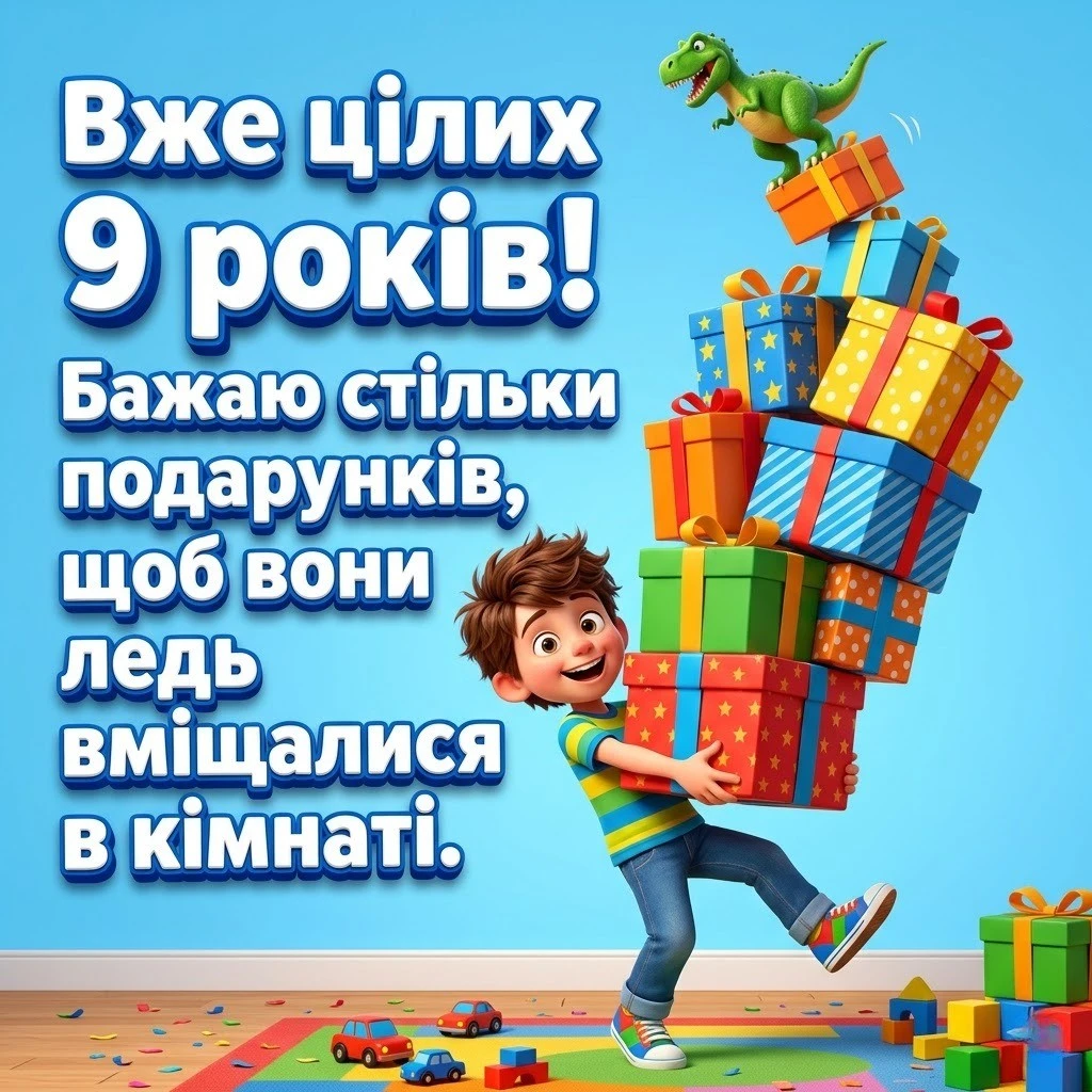 9 років сину чи другу: підбірка щирих побажань і картинок до свята