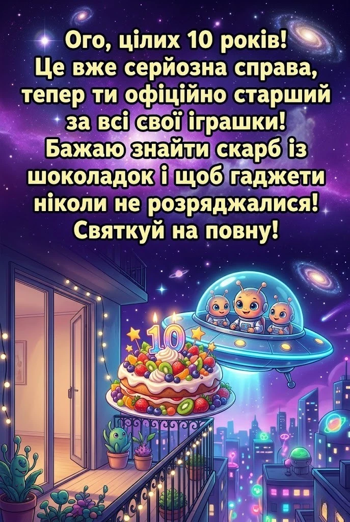 10 років сину: красиві та оригінальні привітання з першим двозначним числом