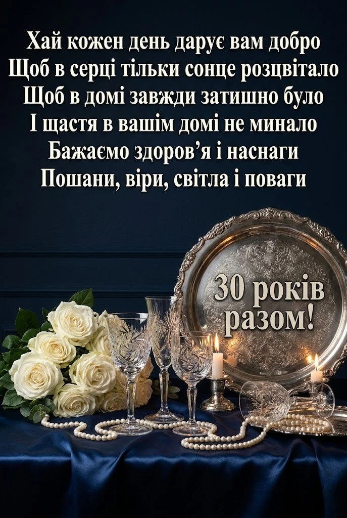 Перлове весілля: зворушливі привітання з 30-ю річницею для всієї родини
