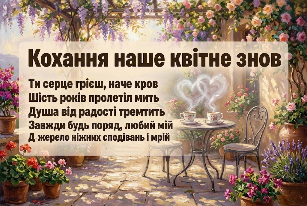 Найкращі привітання чоловіку на 6 років весілля: щиро та красиво