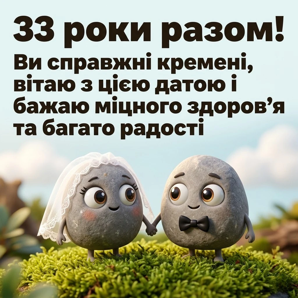 Найкращі вітання на 33 роки спільного життя для чоловіка, дружини та батьків
