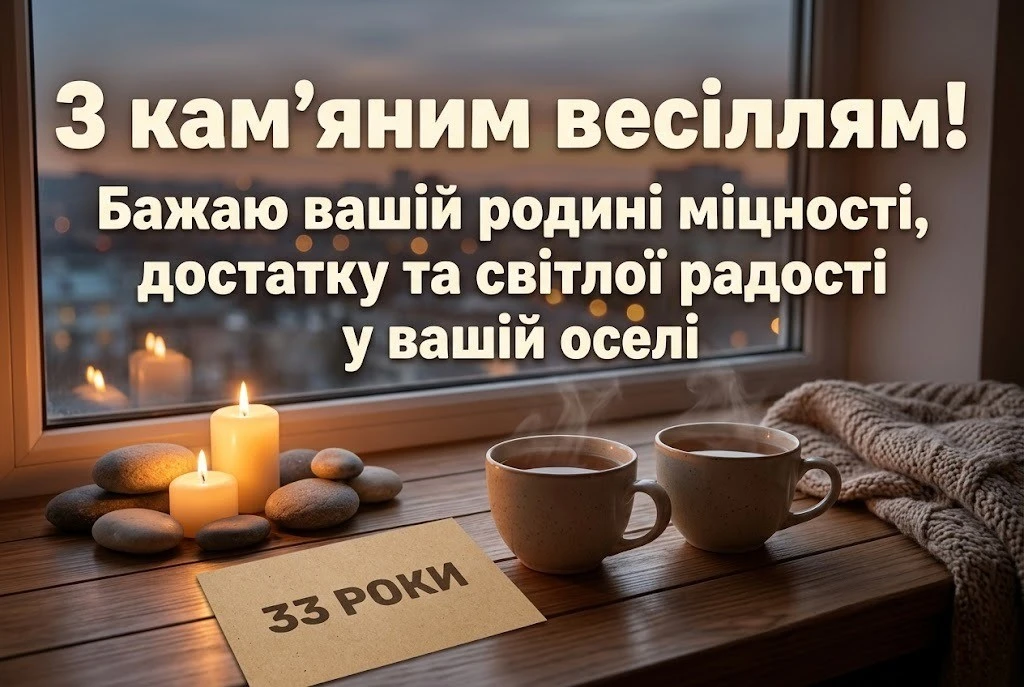 Найкращі вітання на 33 роки спільного життя для чоловіка, дружини та батьків