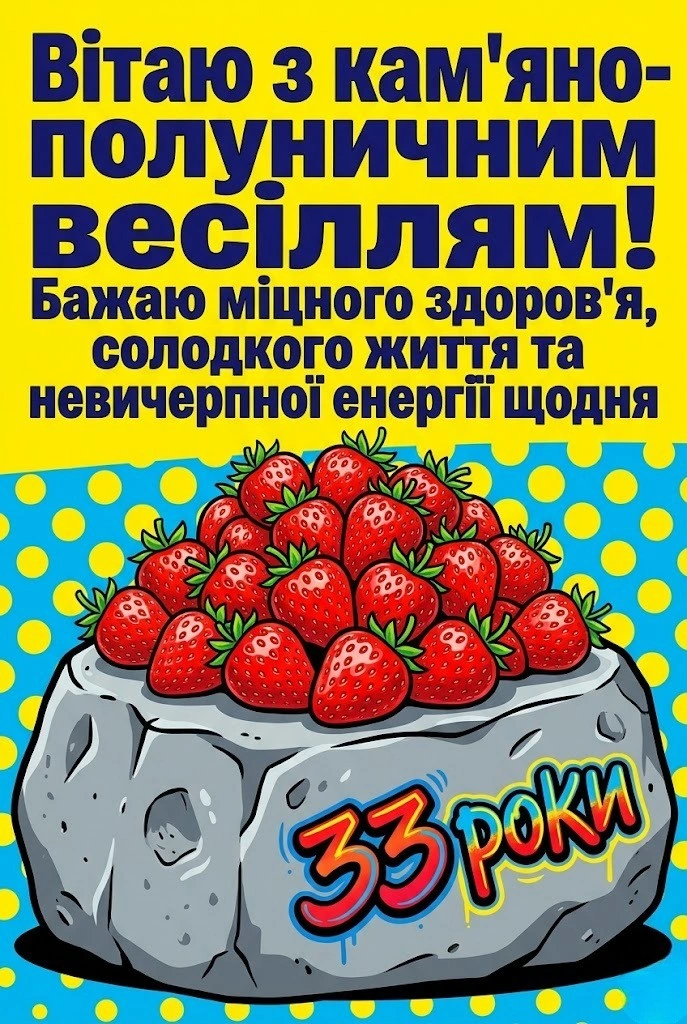 Найкращі вітання на 33 роки спільного життя для чоловіка, дружини та батьків