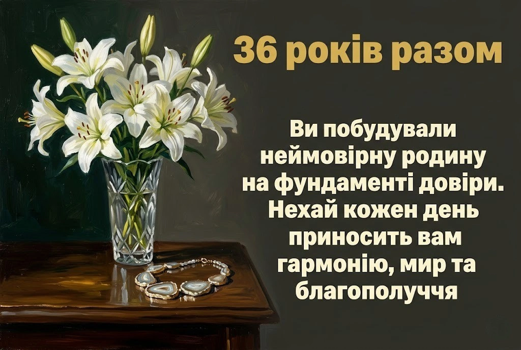 36 років разом: як красиво привітати батьків з агатовою річницею