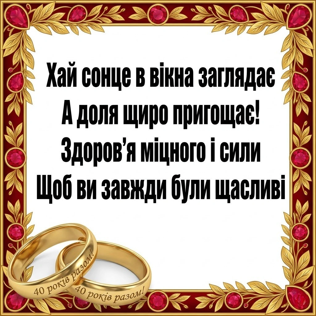 Рубінове весілля: найкращі вітання з 40-ю річницею шлюбу