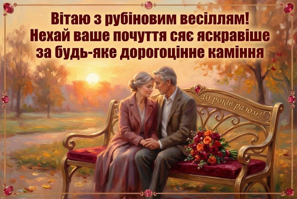 Рубінове весілля: найкращі вітання з 40-ю річницею шлюбу