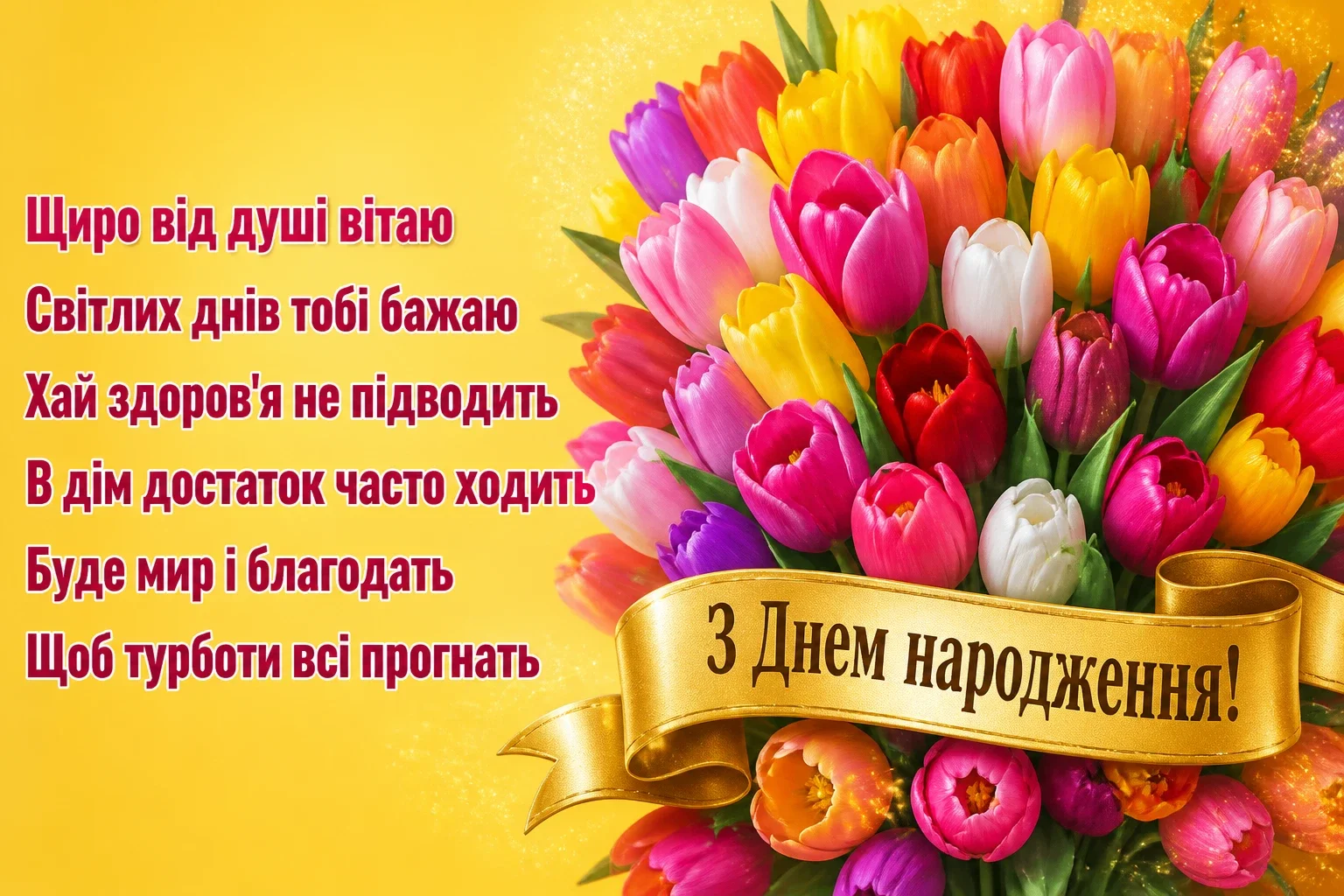 привітання з днем народження своїми словами жінці