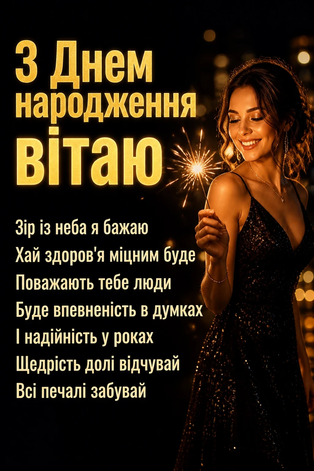 привітання з днем народження своїми словами жінці