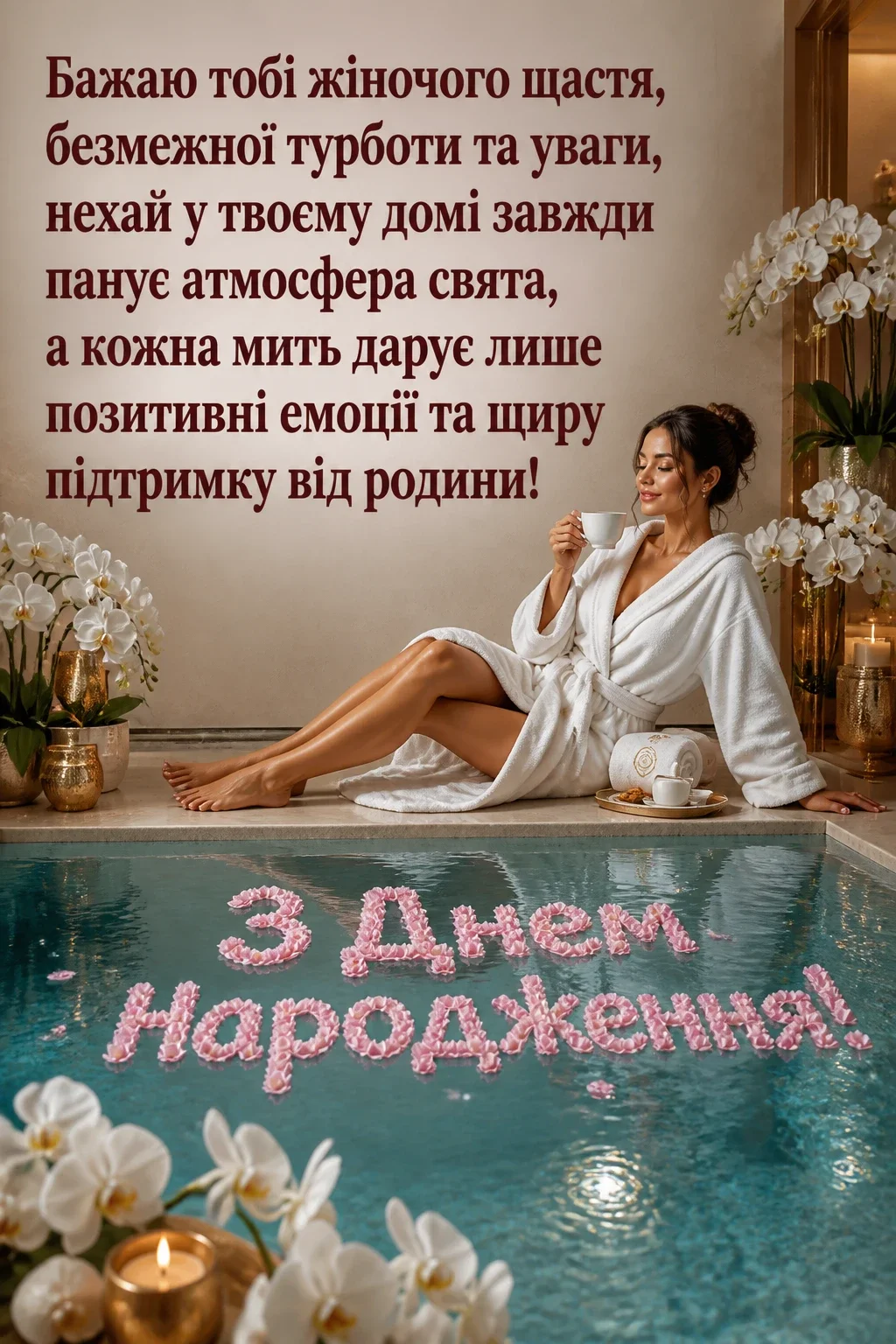 привітання з днем народження своїми словами жінці