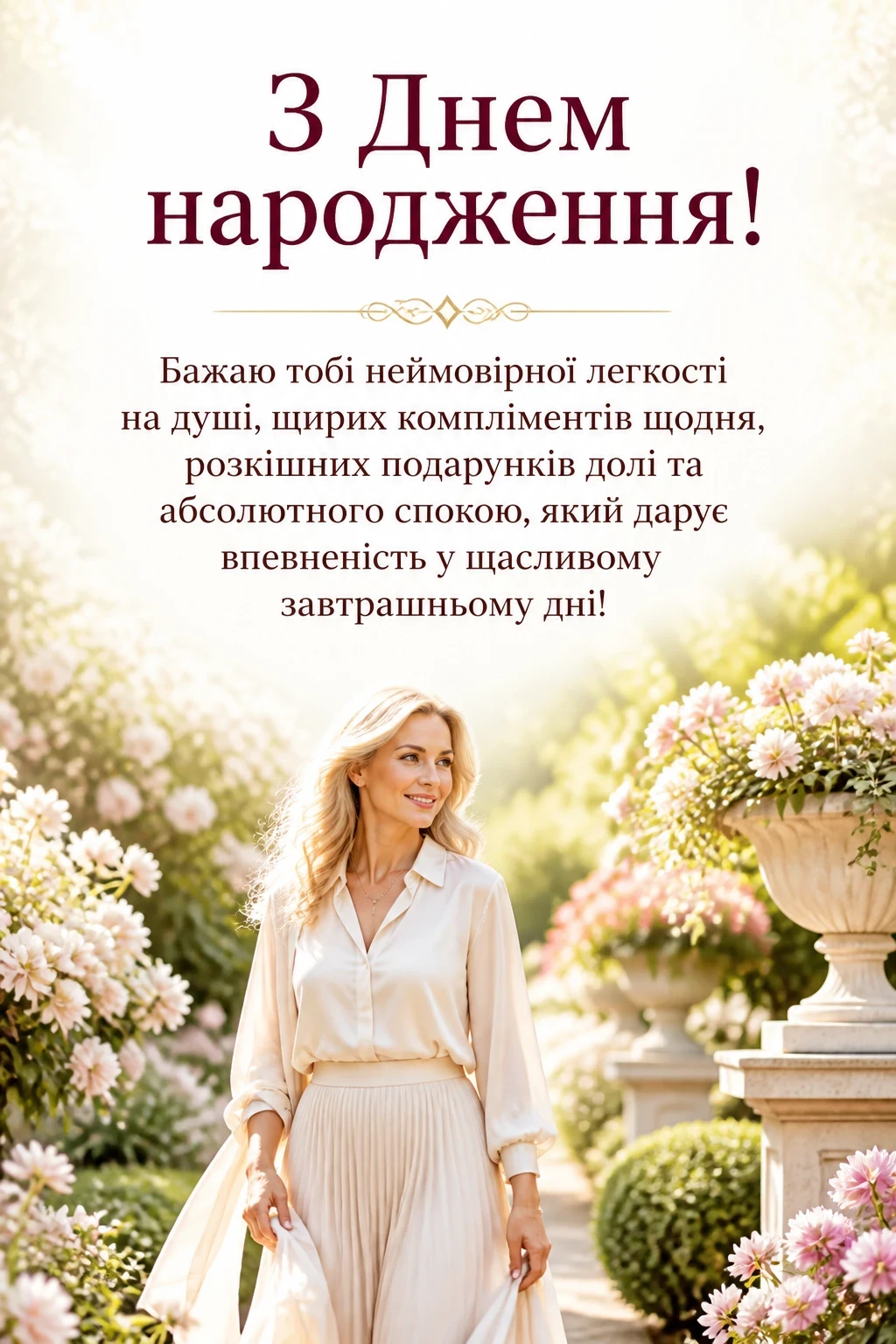 привітання з днем народження своїми словами жінці